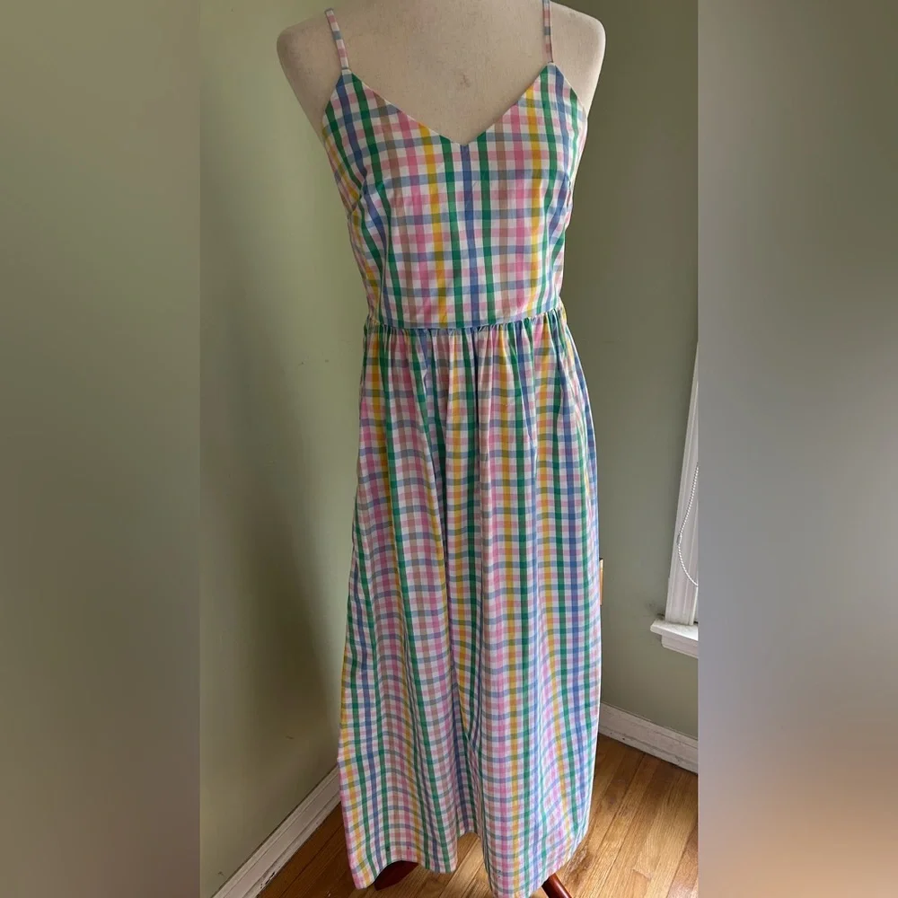 NWT J Crew Factory checked maxi sundress. Size 6. Smocked back, feminine colors - Picture 2 of 16